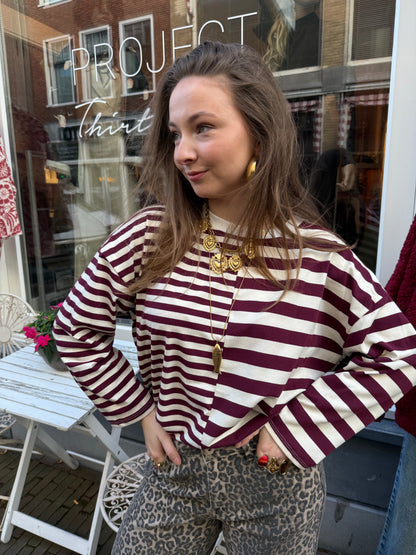 Liv longsleeve burgundy/white striped