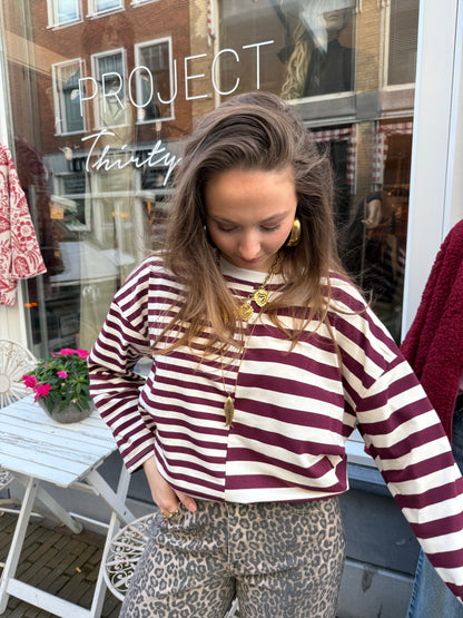 Liv longsleeve burgundy/white striped