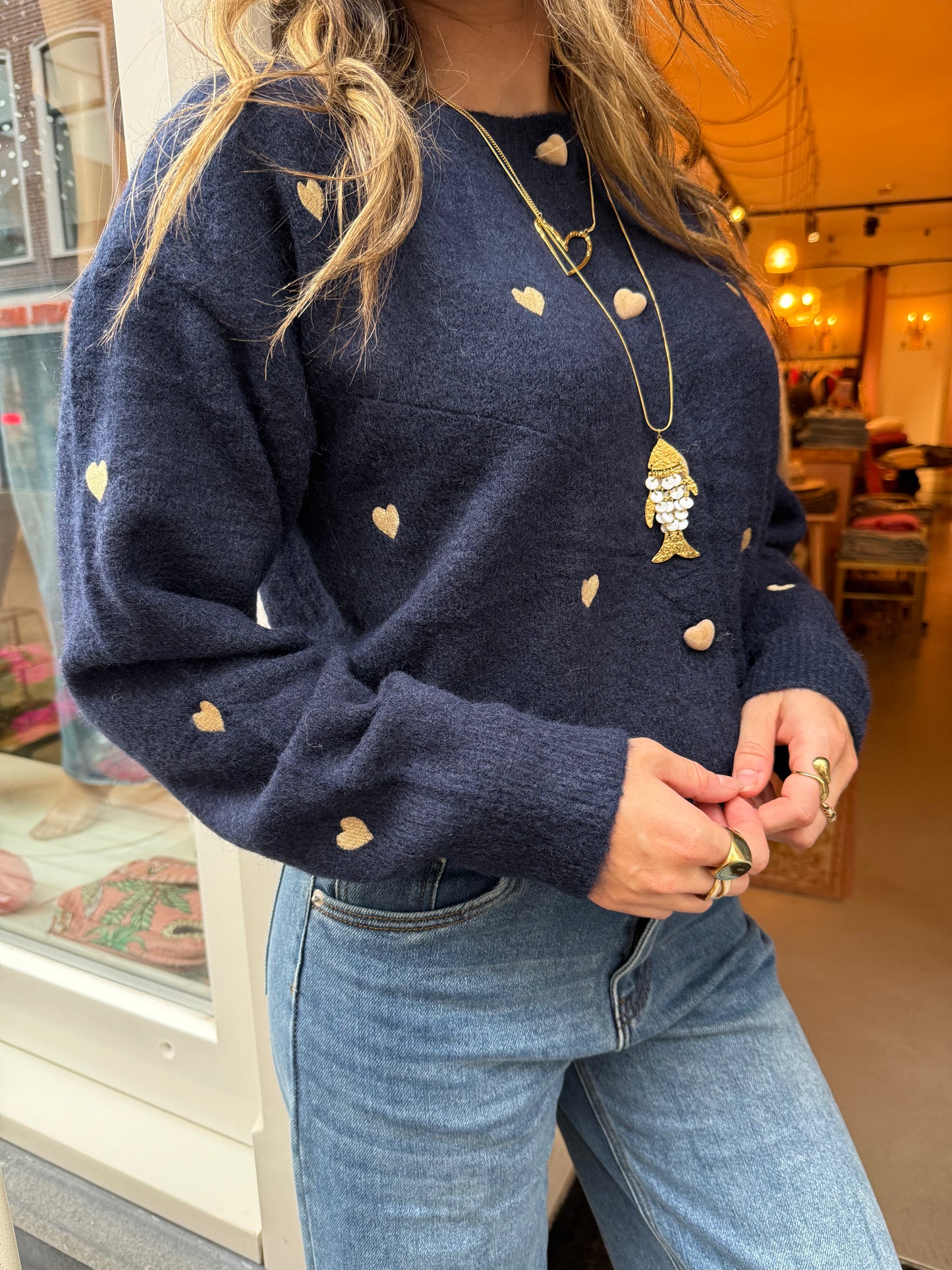Lily hearts cardigan navy blue