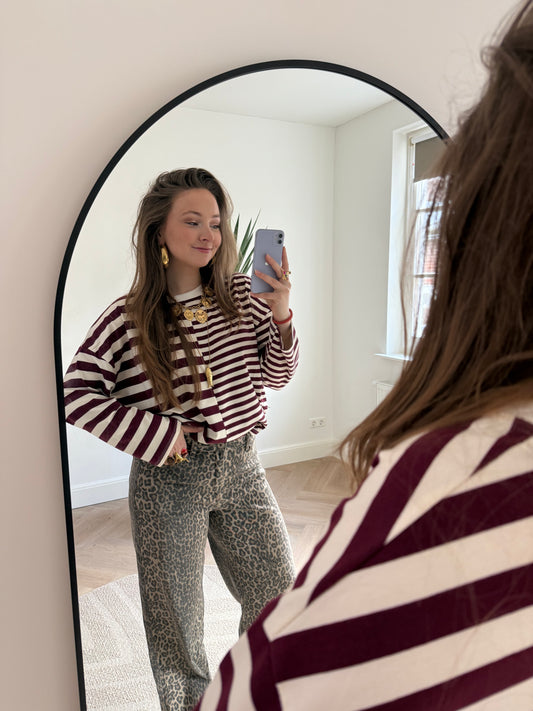 Liv longsleeve burgundy/white striped