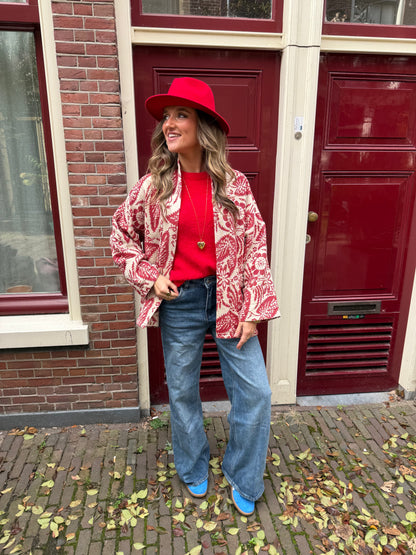 Mae jacket red/white print