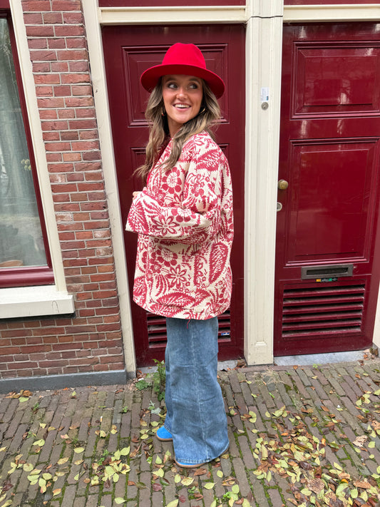 Mae jacket red/white print