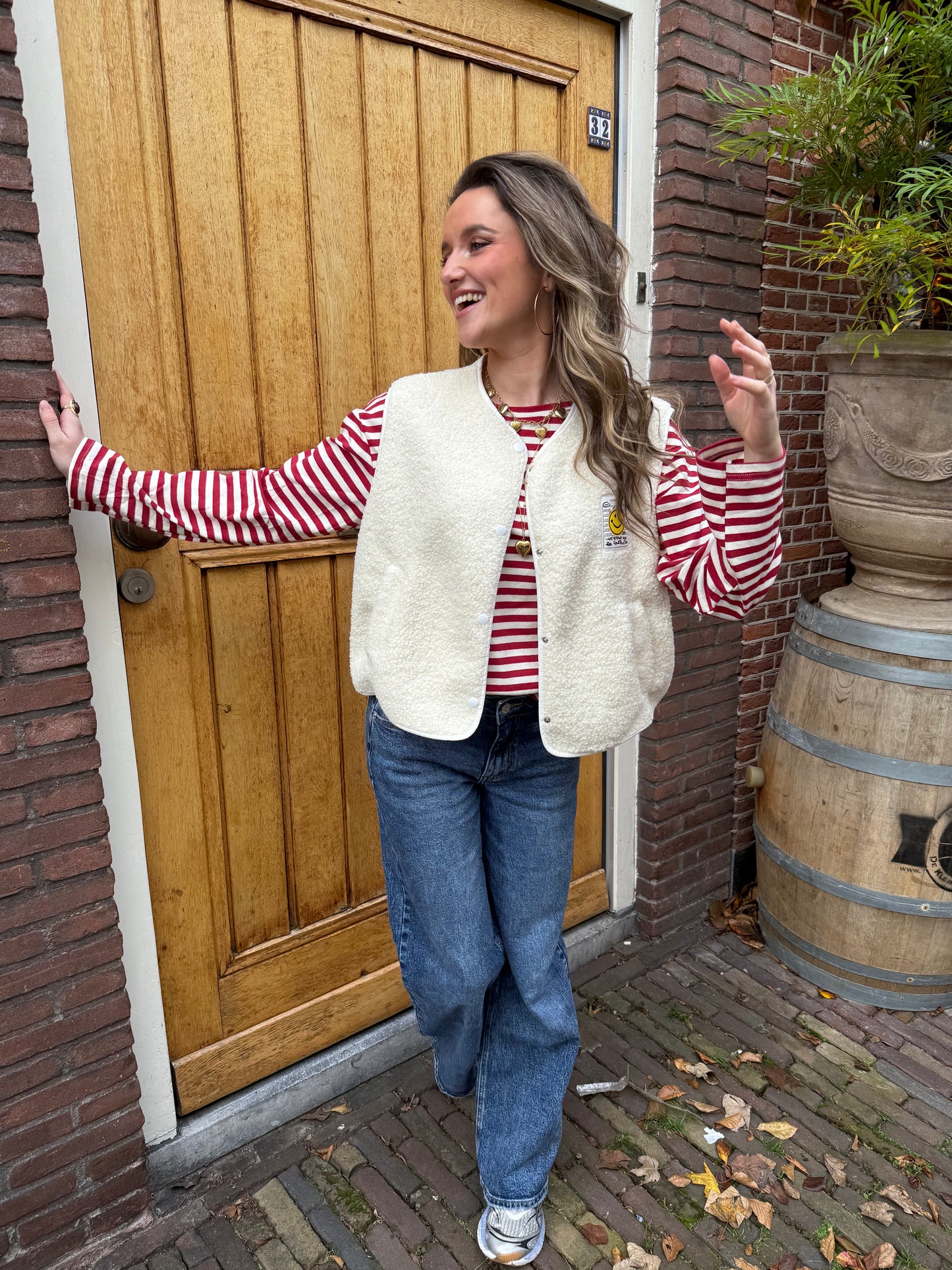 Lottie longsleeve red/white striped