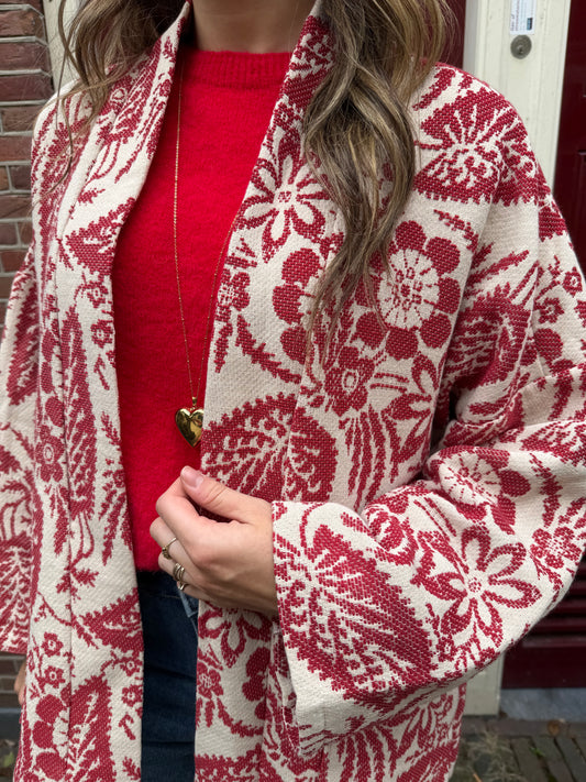 Mae jacket red/white print