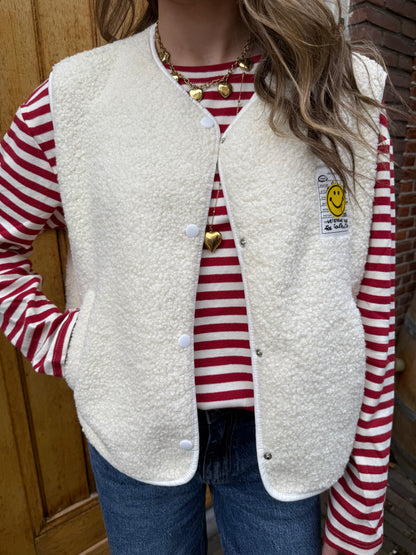 Chloe teddy gilet smiley white