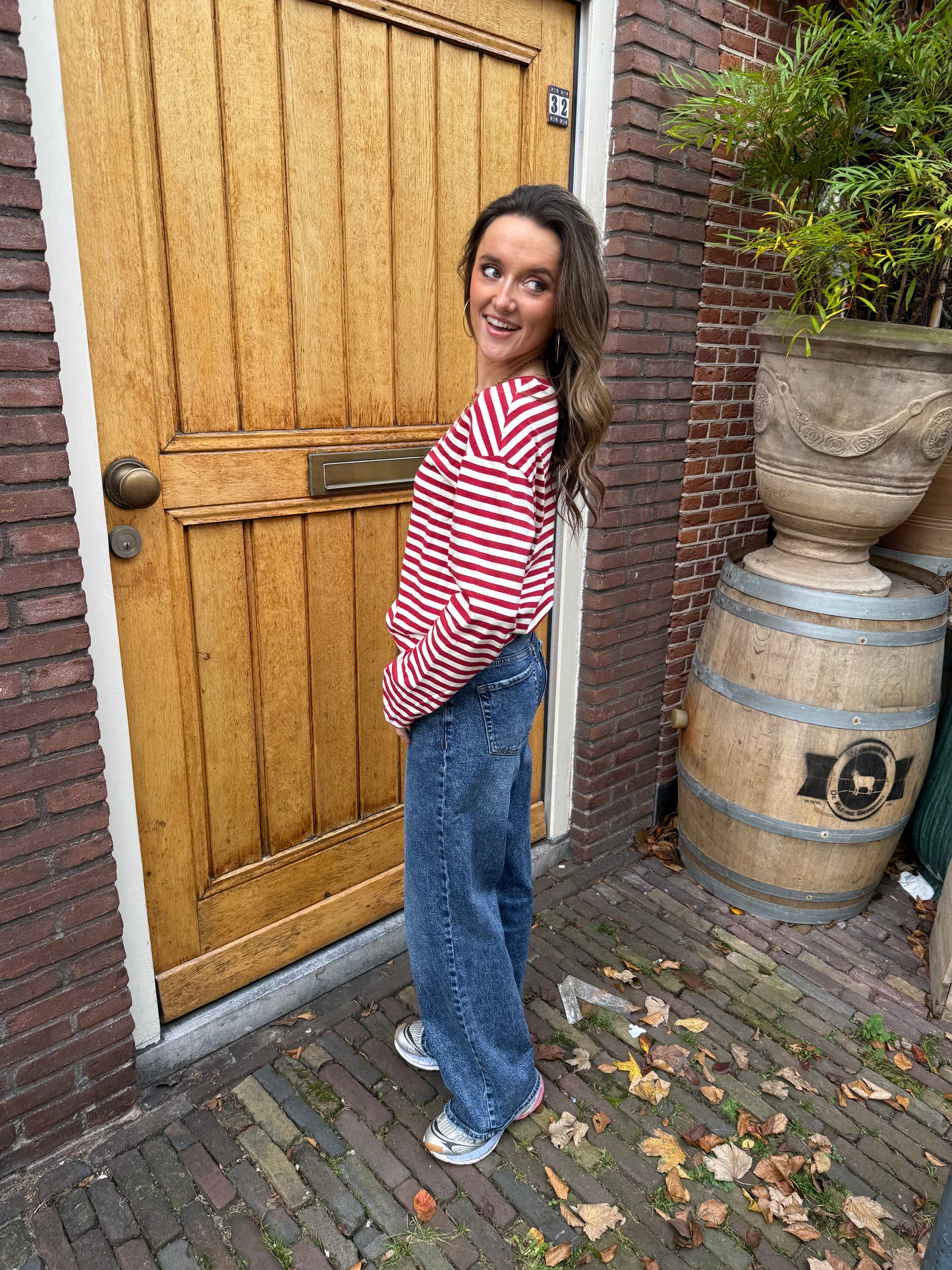 Lottie longsleeve red/white striped