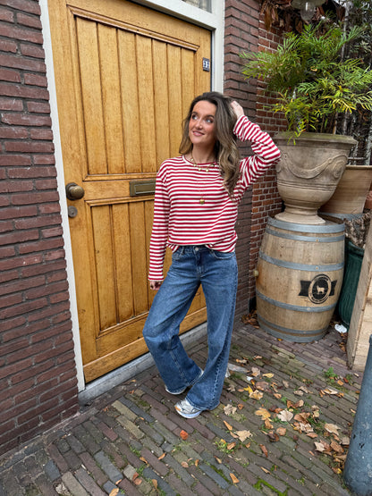 Lottie longsleeve red/white striped