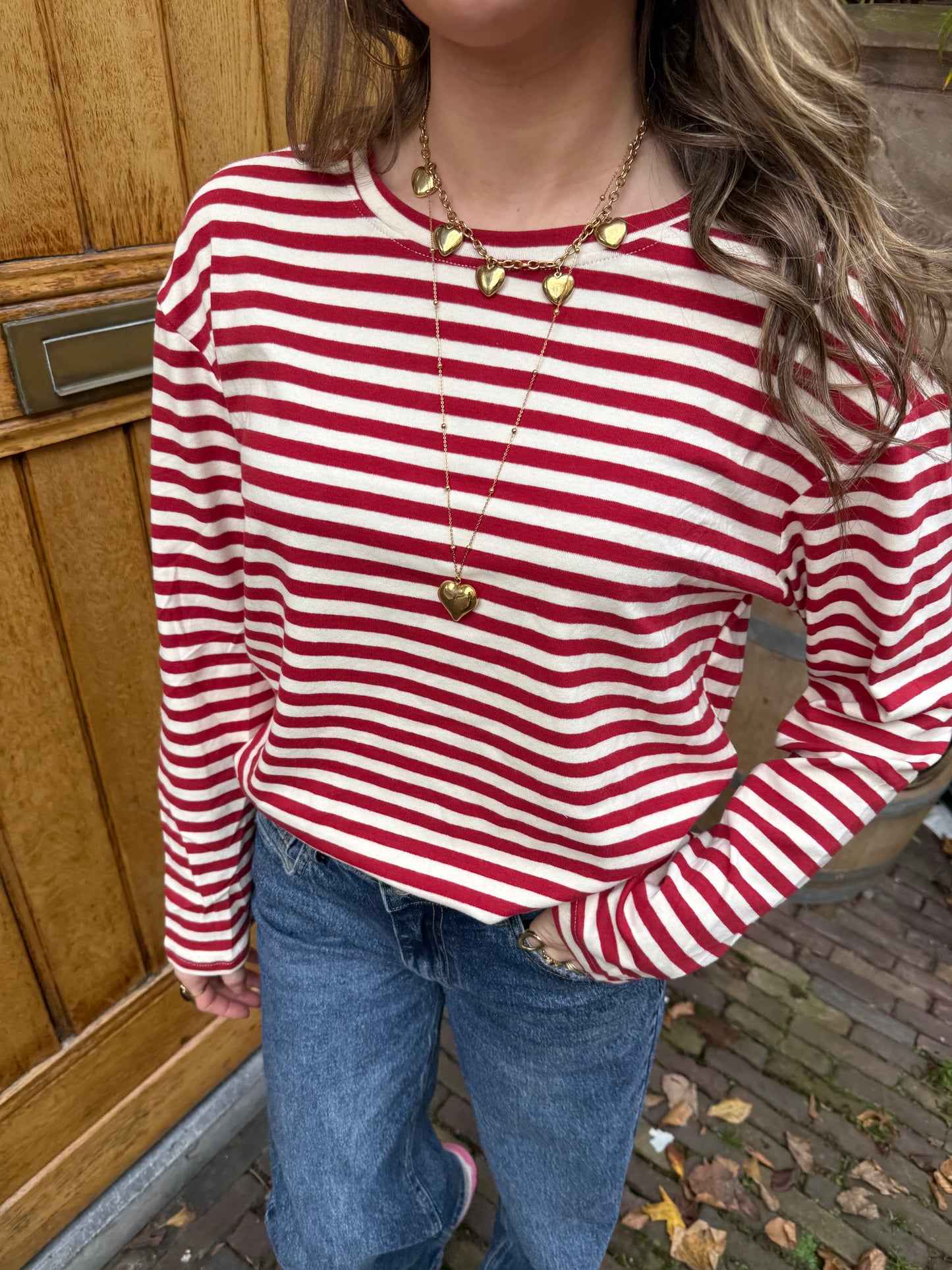 Lottie longsleeve red/white striped