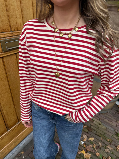 Lottie longsleeve red/white striped