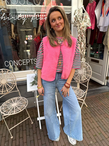 Aimee teddy gilet hot pink - Project 35
