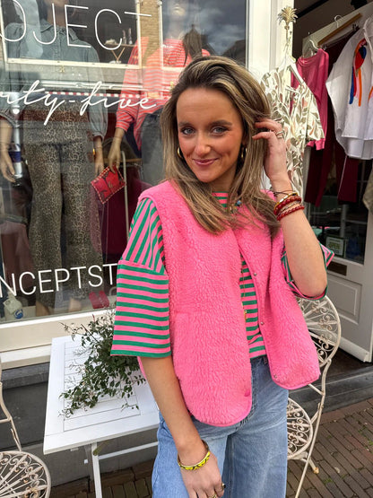 Aimee teddy gilet hot pink - Project 35