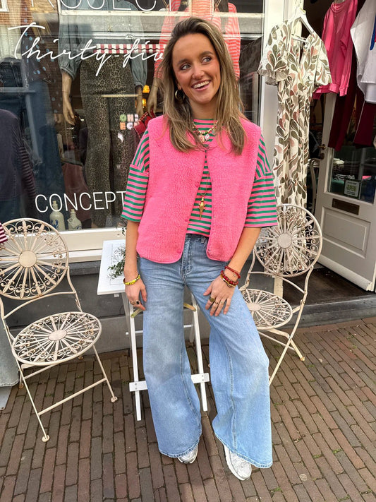 Aimee teddy gilet hot pink - Project 35