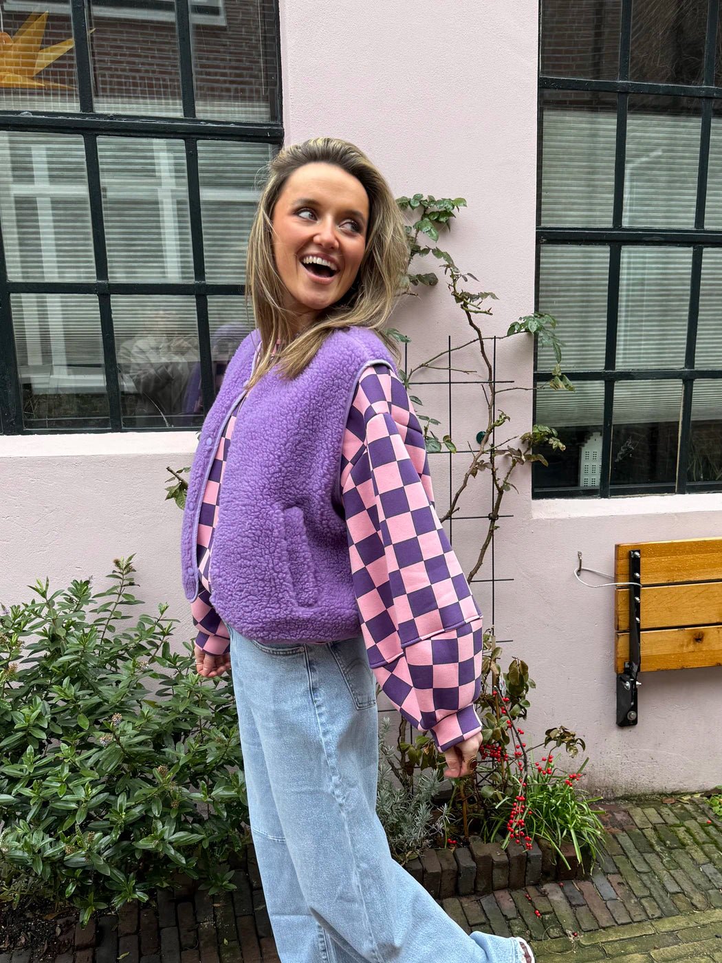 Aimee teddy gilet paars - Project 35