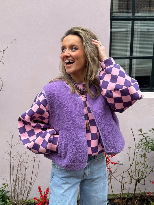 Aimee teddy gilet paars - Project 35