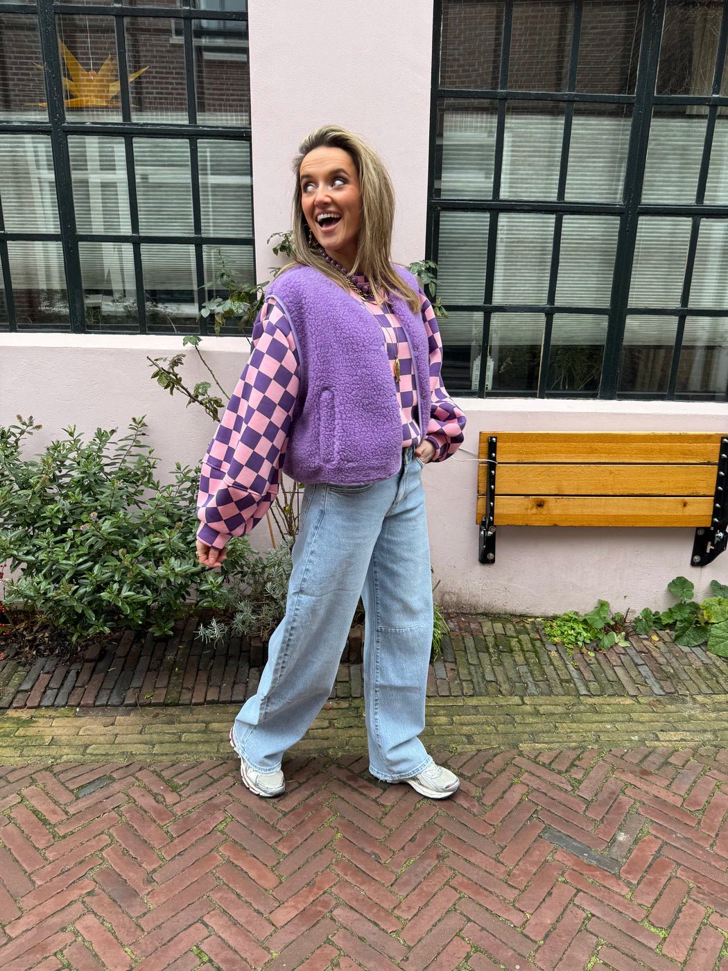 Aimee teddy gilet paars - Project 35