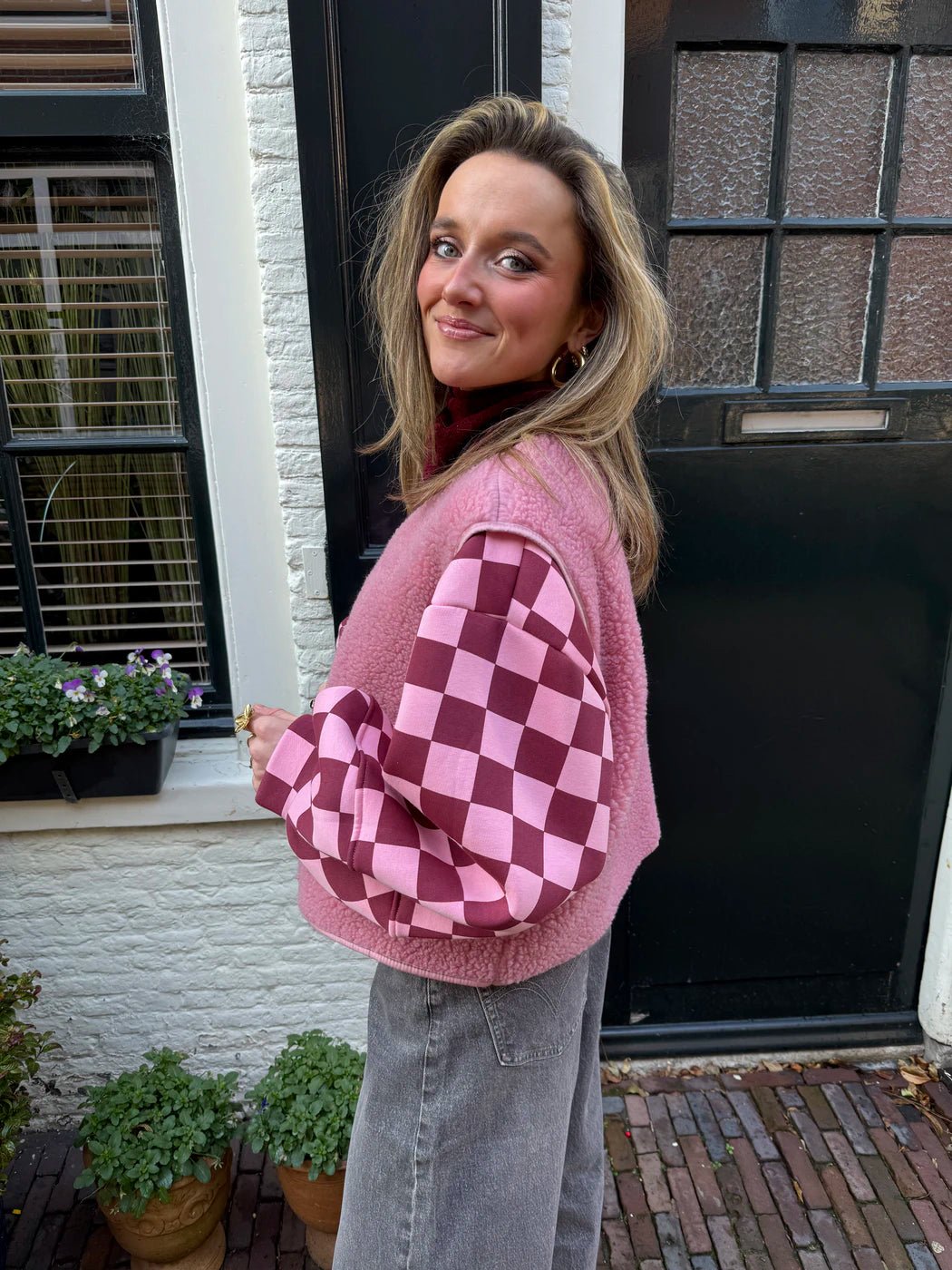 Aimee teddy gilet roze - Project 35