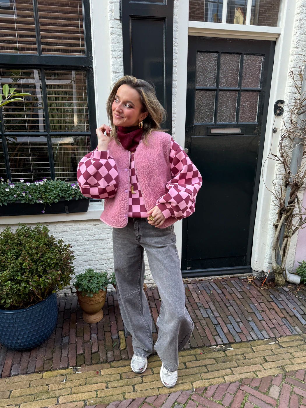 Aimee teddy gilet roze - Project 35