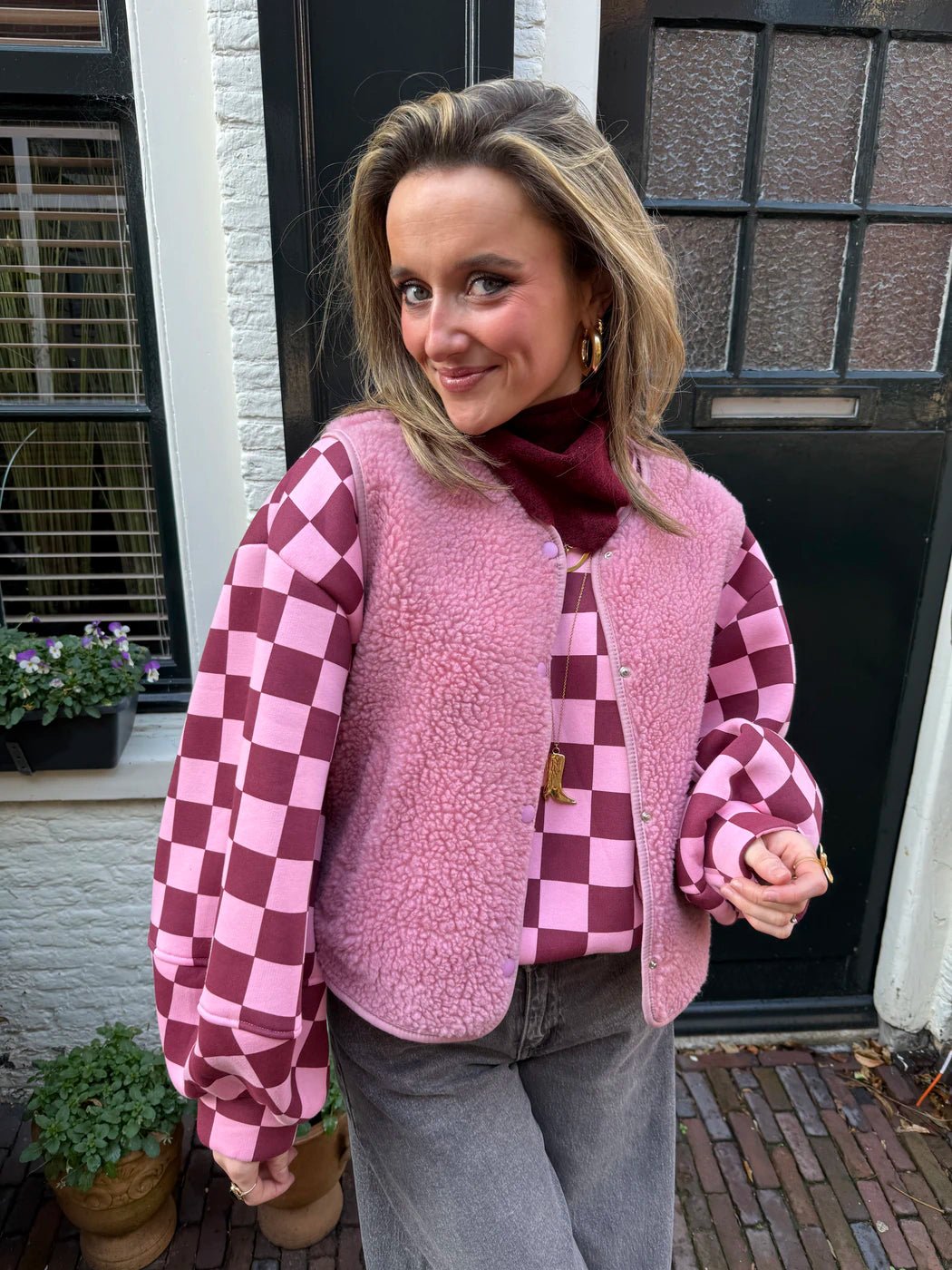 Aimee teddy gilet roze - Project 35