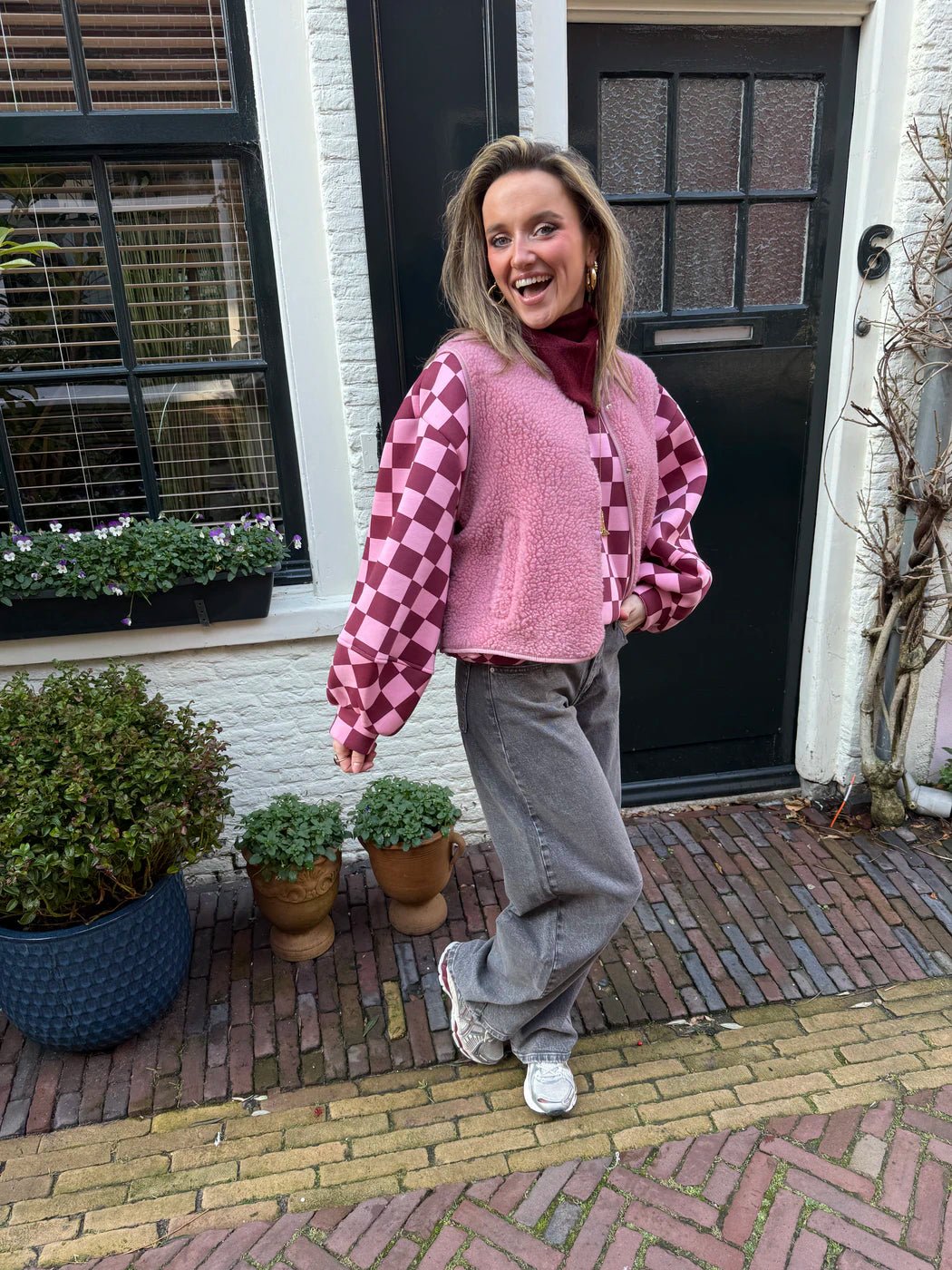 Aimee teddy gilet roze - Project 35