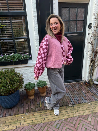 Aimee teddy gilet roze - Project 35