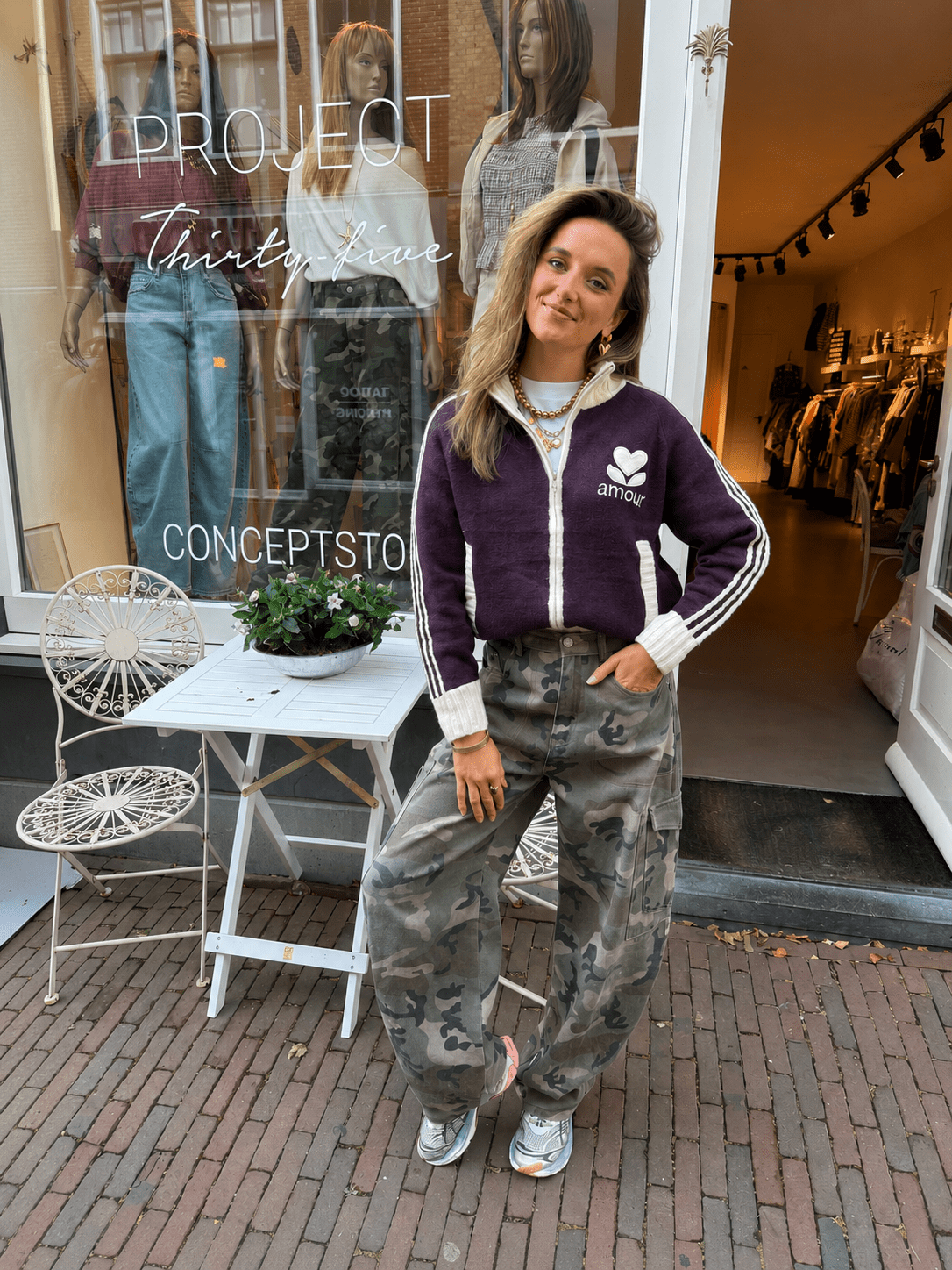 'Amour' vest rits bordeaux/wit - Project 35