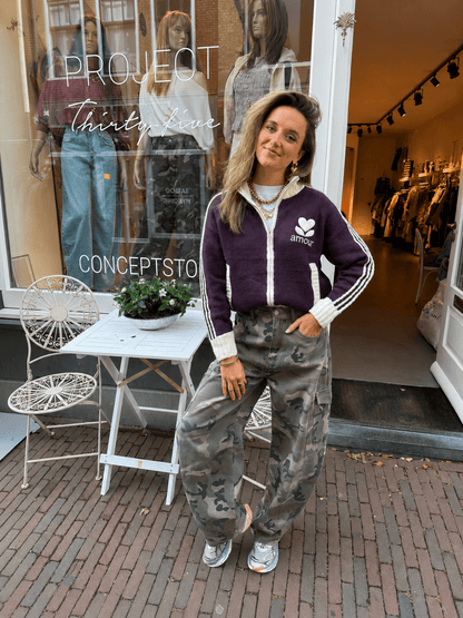 'Amour' vest rits bordeaux/wit - Project 35