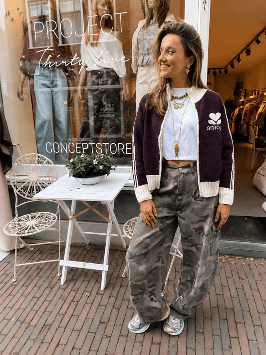 'Amour' vest rits bordeaux/wit - Project 35