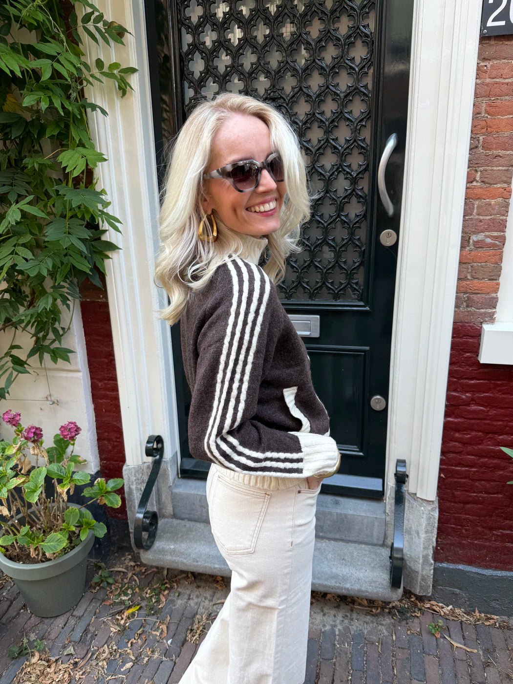 'Amour' vest rits bruin/wit - Project 35
