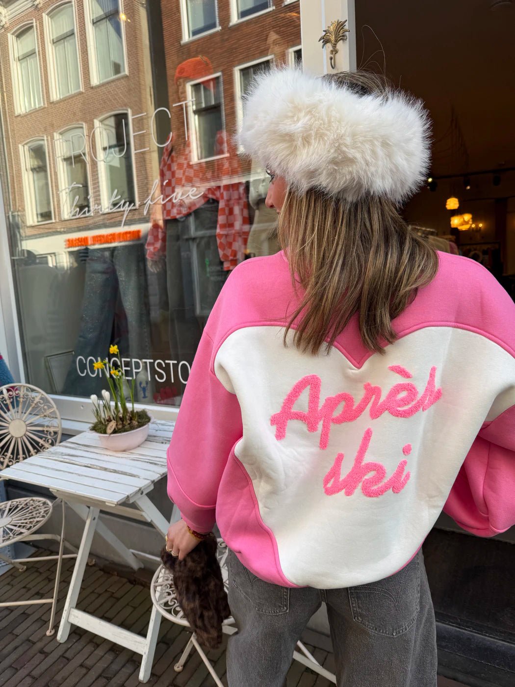 Après ski sweater roze/wit - Project 35