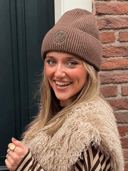 Beanie smiley bruin - Project 35