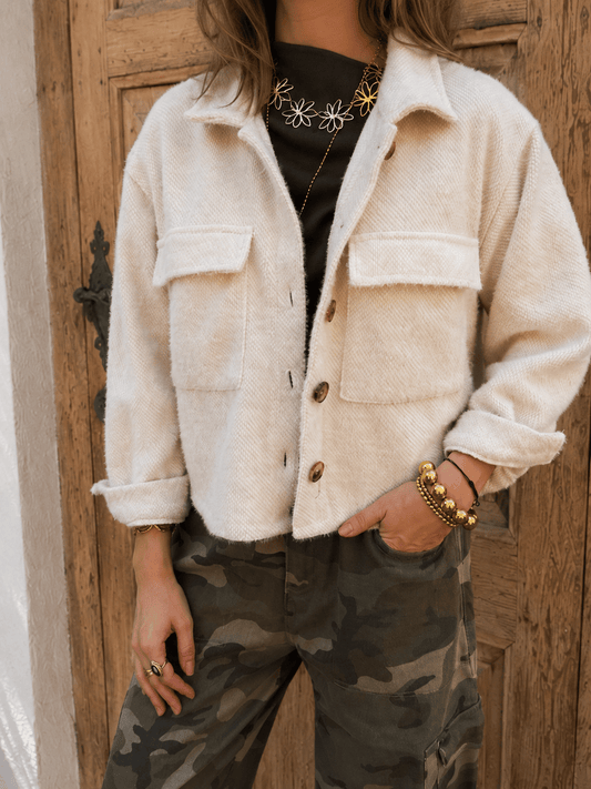 Bibi teddy look overshirt jasje ecru - Project 35