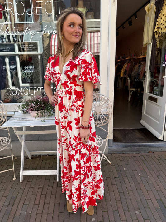 Bloom maxi dress red/white - Project 35