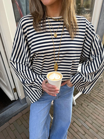 Bobbi longsleeve striped navy/white - Project 35