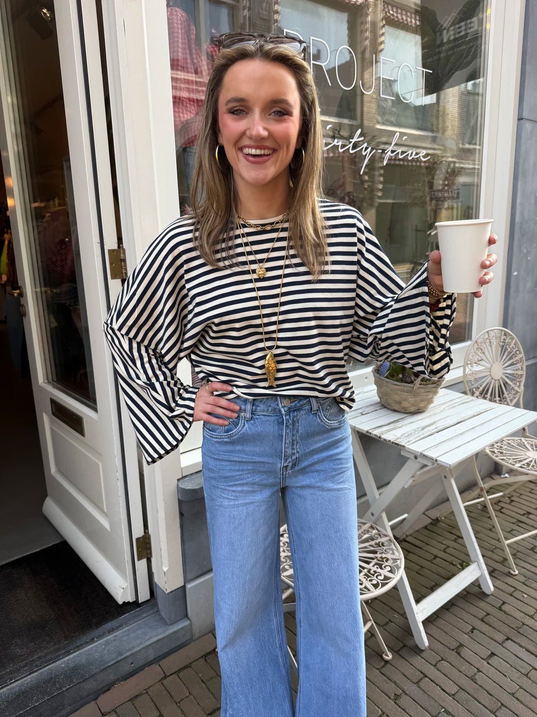 Bobbi longsleeve striped navy/white - Project 35