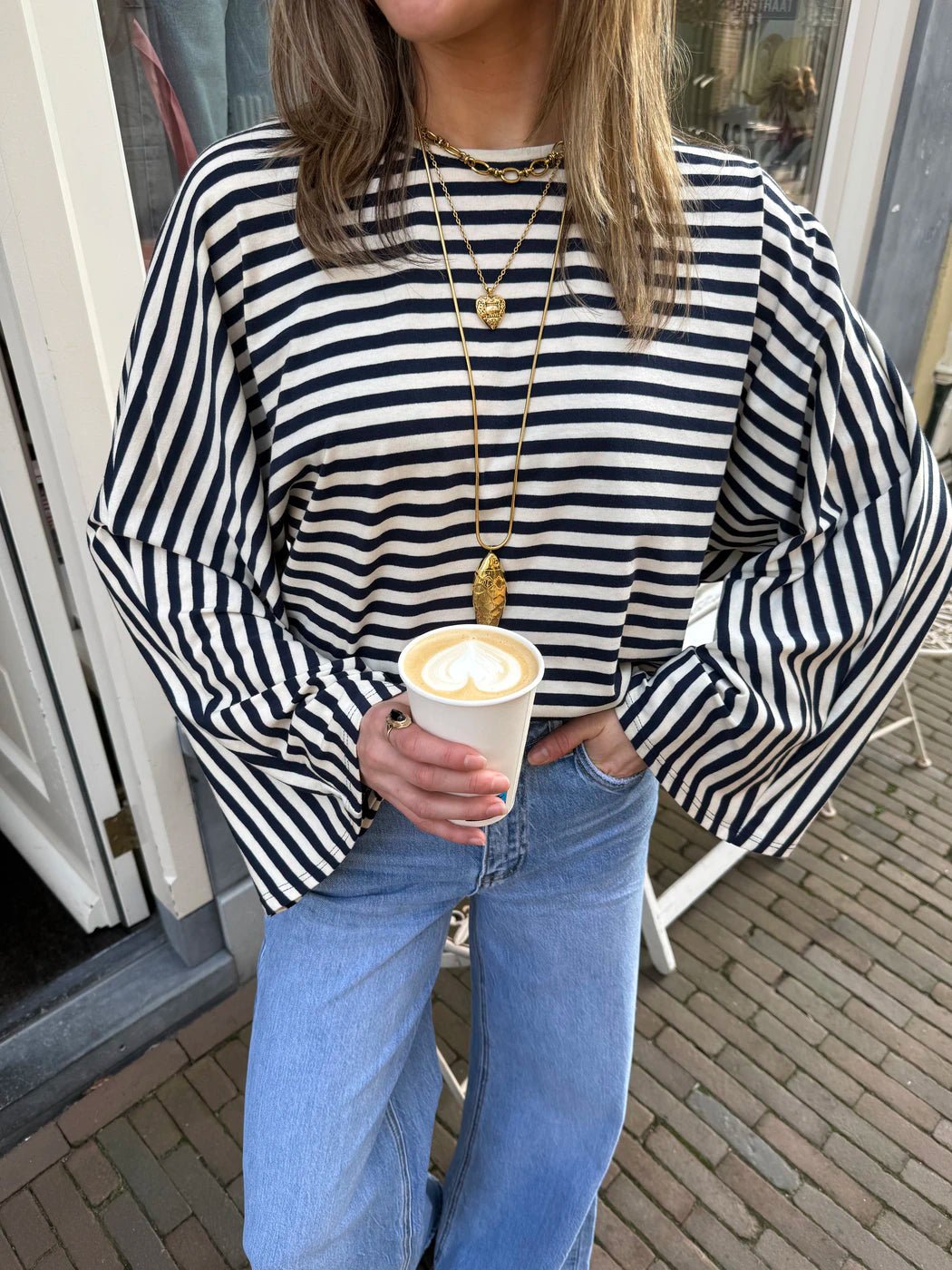 Bobbi longsleeve striped navy/white - Project 35