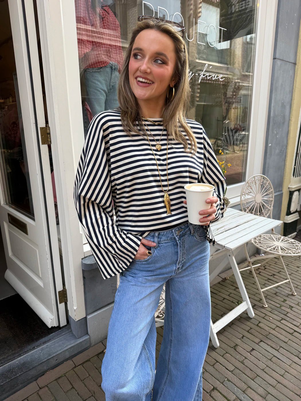 Bobbi longsleeve striped navy/white - Project 35