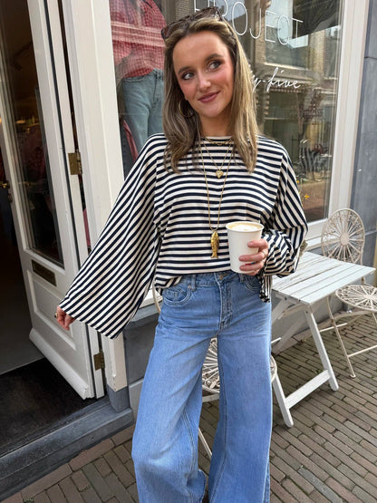 Bobbi longsleeve striped navy/white - Project 35