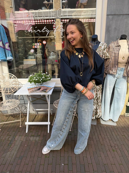 Bodi buttons jeans wide leg blue - Project 35