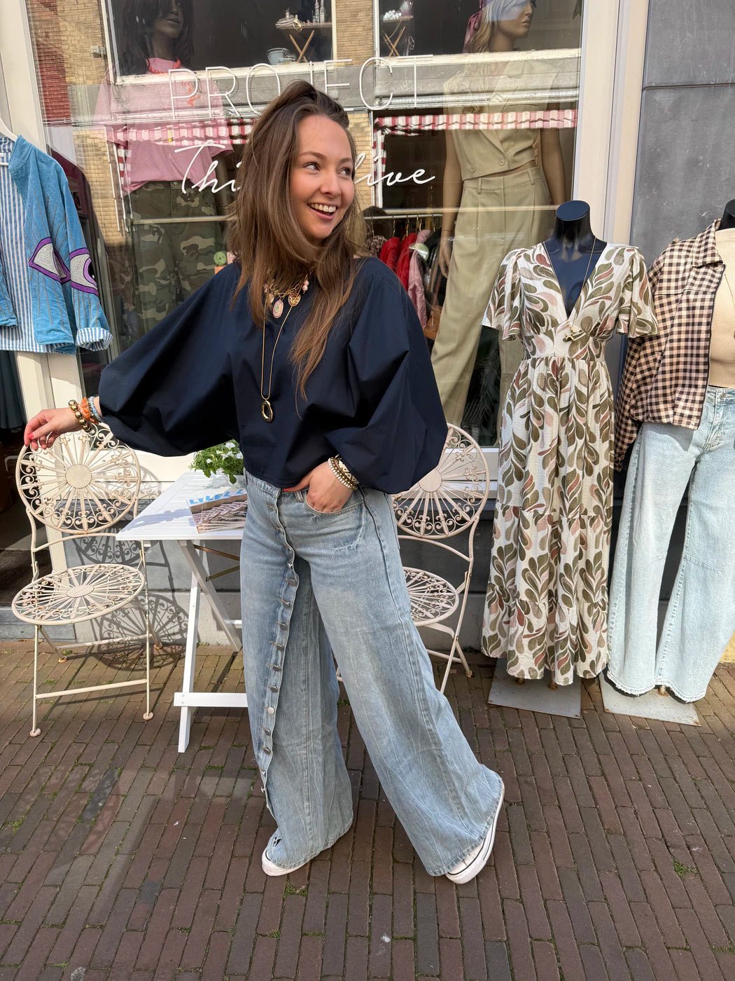 Bodi buttons jeans wide leg blue - Project 35