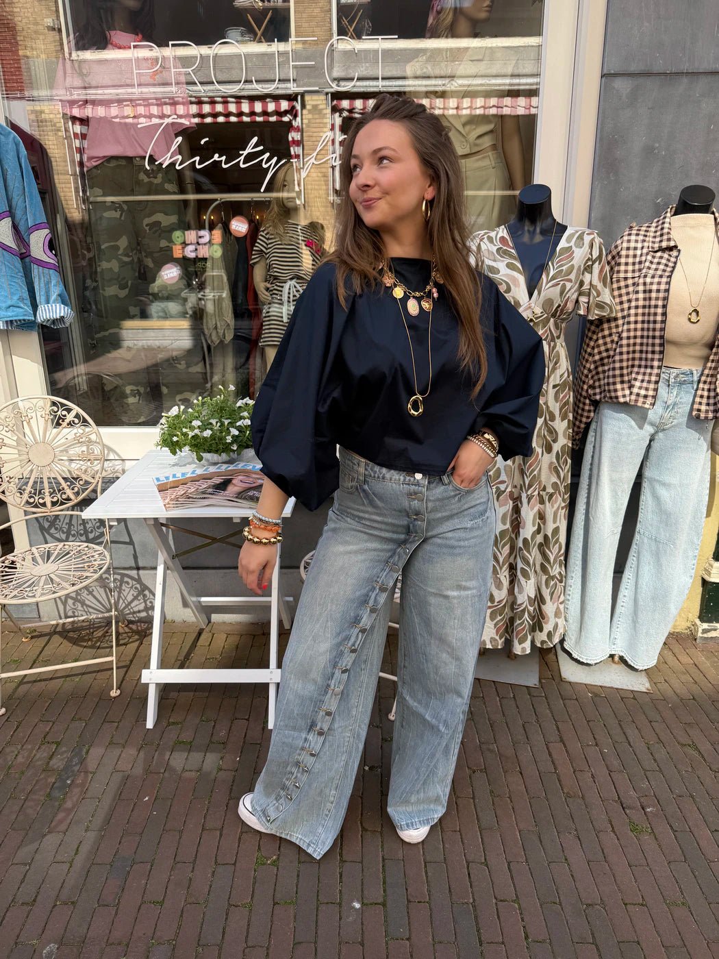 Bodi buttons jeans wide leg blue - Project 35