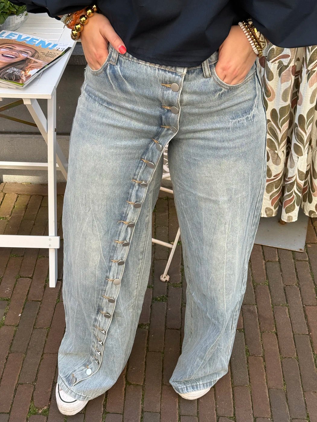 Bodi buttons jeans wide leg blue - Project 35