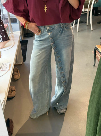 Bodi buttons jeans wide leg blue - Project 35