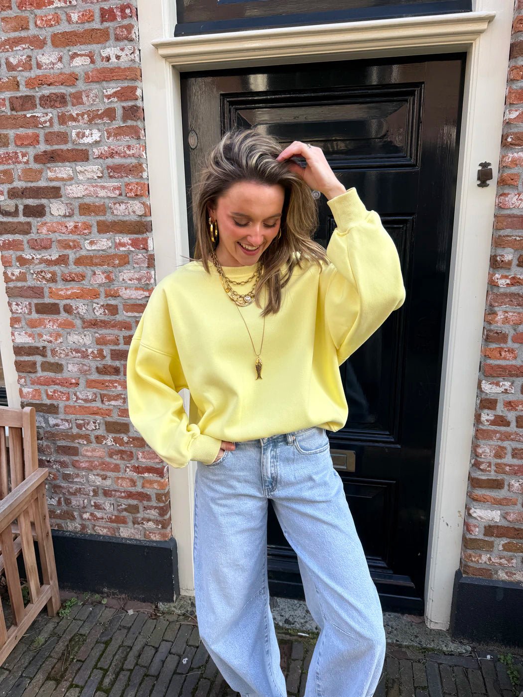 Bodi sweater geel print - Project 35