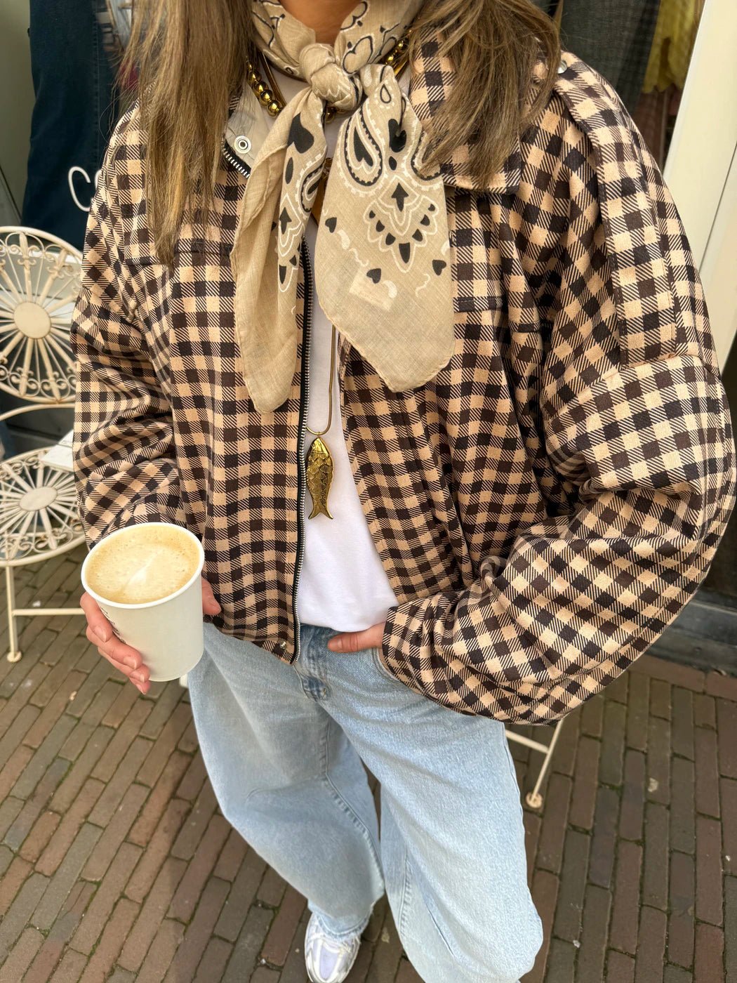 Bowie bomber geruit bruin/beige - Project 35