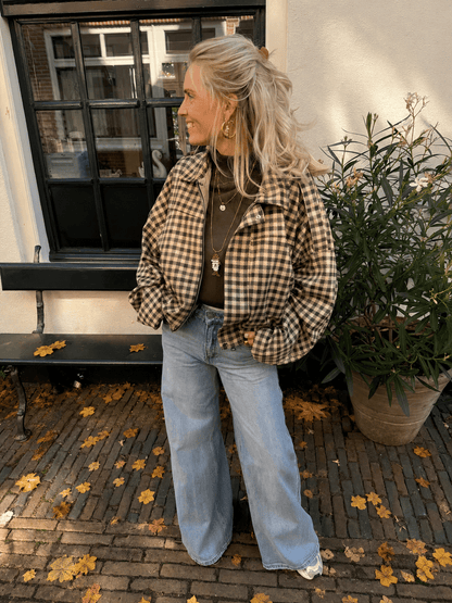 Bowie geruite bomber oversized groen/beige - Project 35