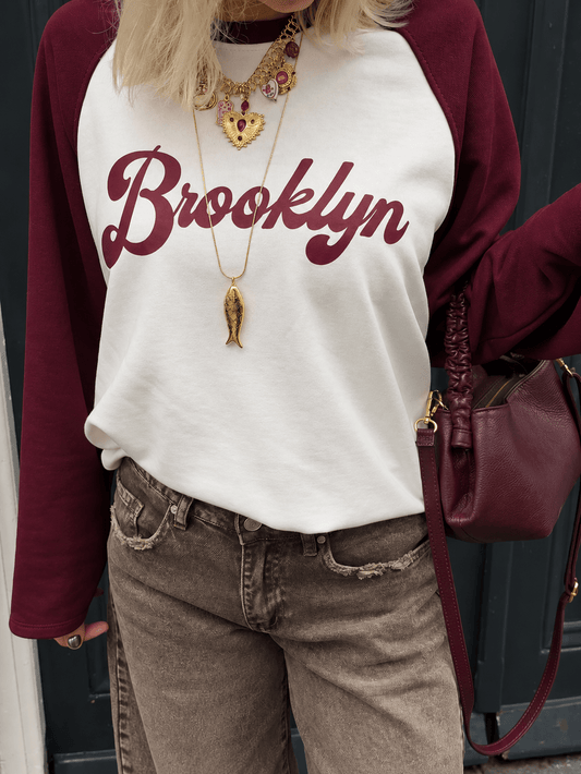 Brooklyn longsleeve bordeaux/wit - Project 35