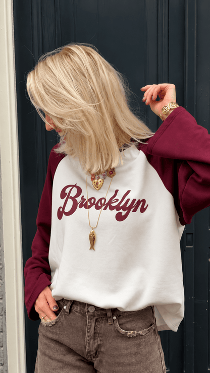 Brooklyn longsleeve bordeaux/wit - Project 35