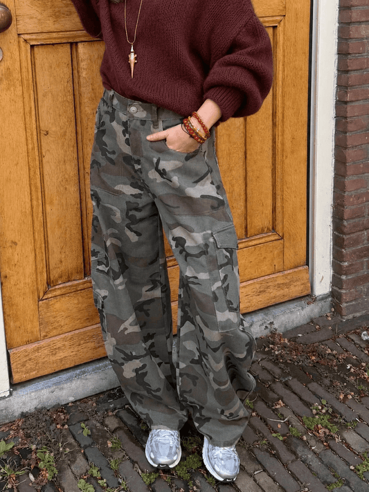 Camouflage barrel jeans baggy groen - Project 35
