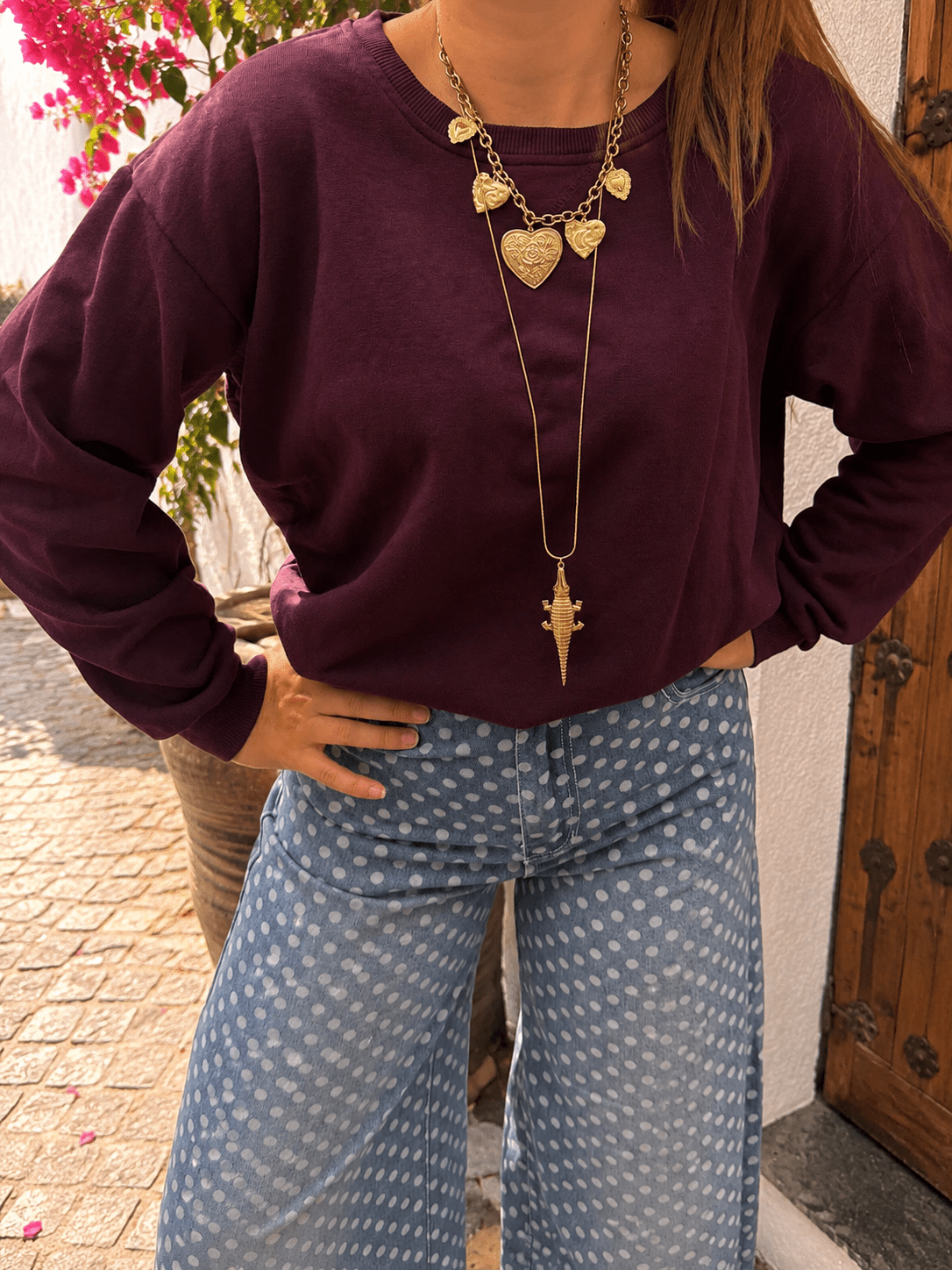Cato oversized katoenen sweater bordeaux - Project 35