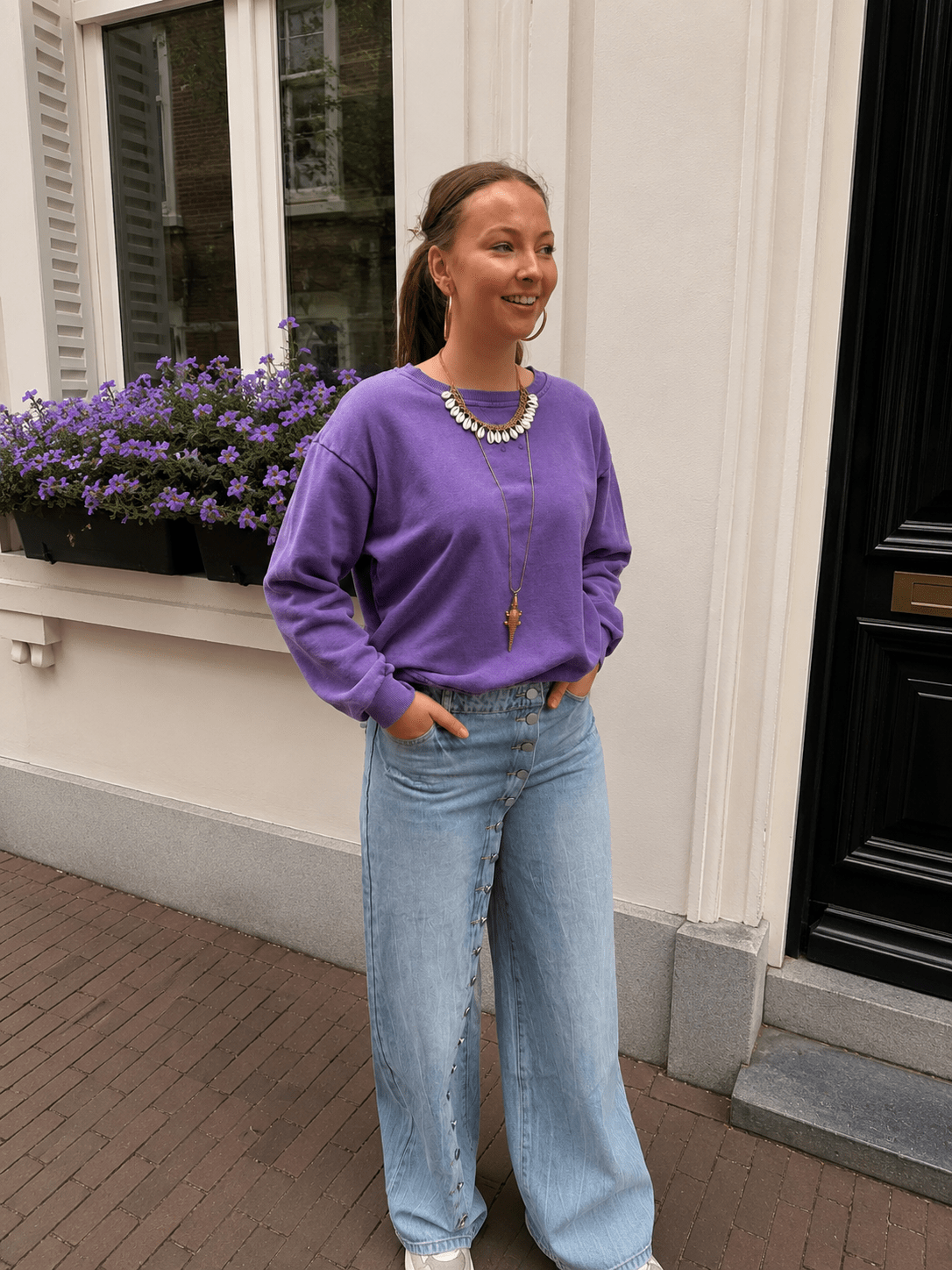Cato oversized katoenen sweater paars - Project 35